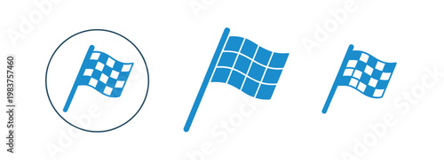 Racing checkered flag icon vector set, race flag symbols representing speed, competition, finish line, motorsport events, and sports victory for automotive and racing design projects