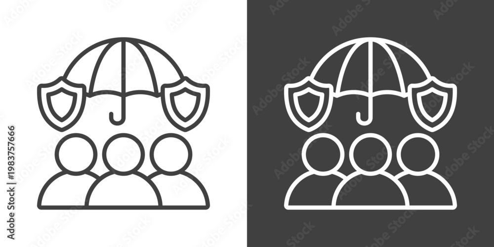 Fototapeta premium Team Protection Icon Set Vector Collection Isolated In Black And White
