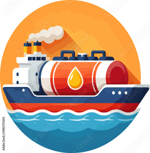 A large tanker carrying crude oil tanks while sailing on the high seas a concept for educational material on petroleum transportation.