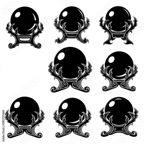 Mystic Crystal Ball Stand, Fortune Telling Orb, Esoteric Divination Tool