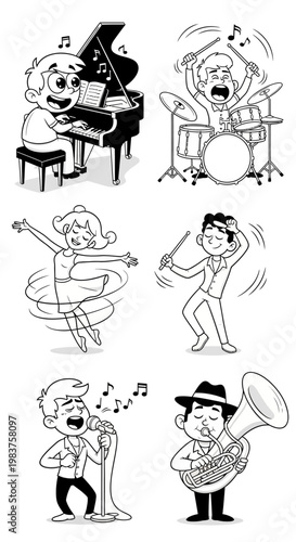 Diverse Musicians and Dancers Performing Music and Dance Art