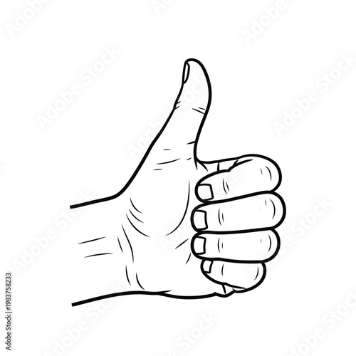 Simple line art illustration of a hand performing a thumbs up gesture