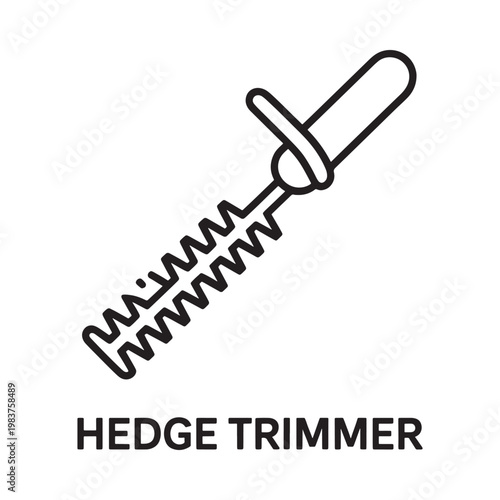 Simple line drawing of a hedge trimmer tool with visible blades