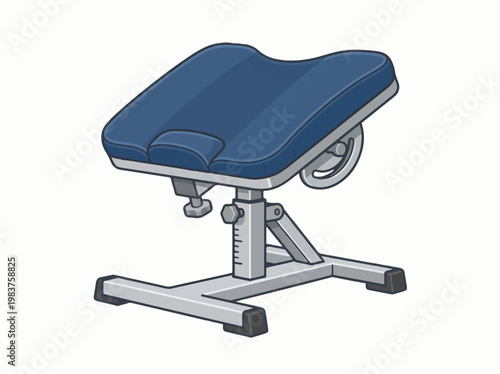 A blue, adjustable massage or chiropractic treatment table with a metal base.