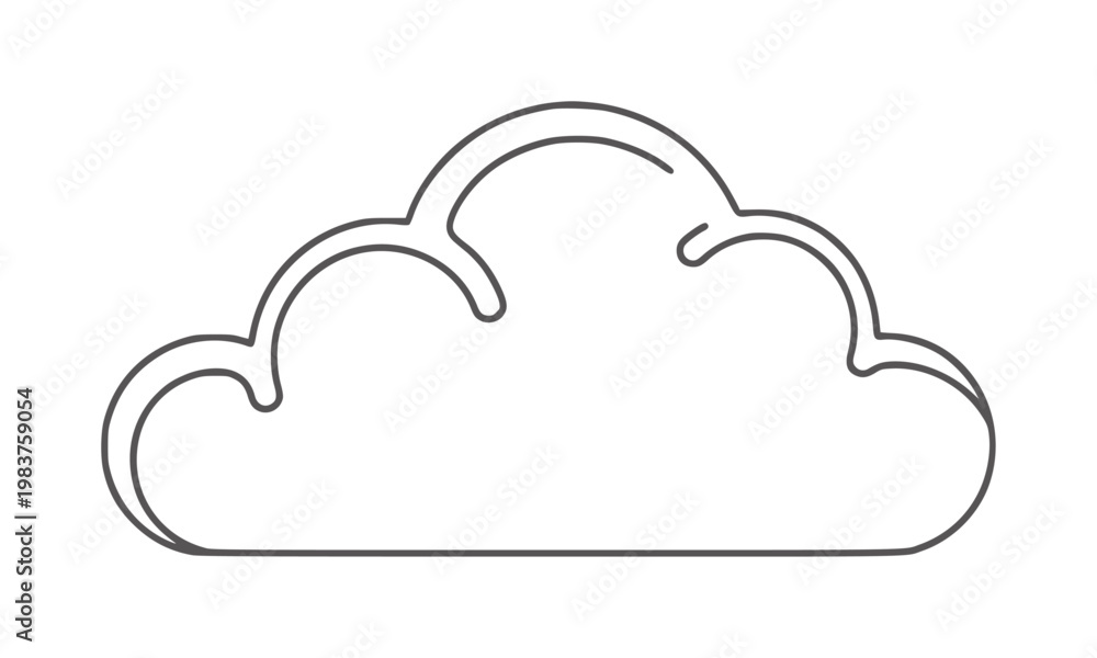 Fototapeta premium Minimalist black and white line of a single fluffy cloud