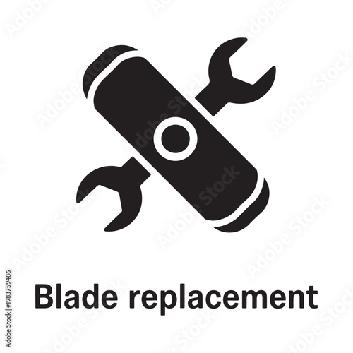 Black silhouette of a combined wrench and blade tool icon
