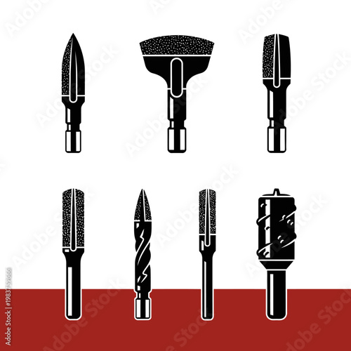 Set of Rotary Tool Bits, Engraving Cutters, Grinding Heads for Metalworking and Crafting