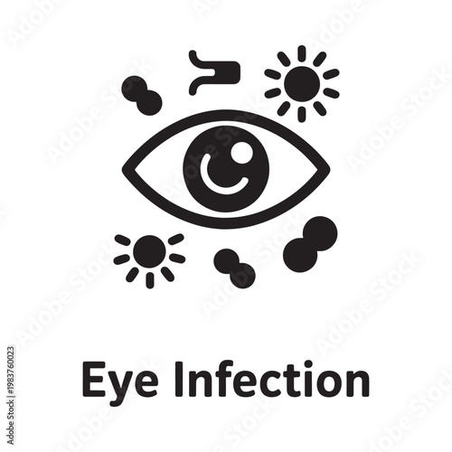 Illustrative depiction of an eye with surrounding infection symbols