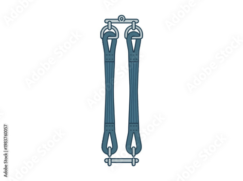Two web straps with metal hardware, appearing to be a lifting or lashing system, against a white background.