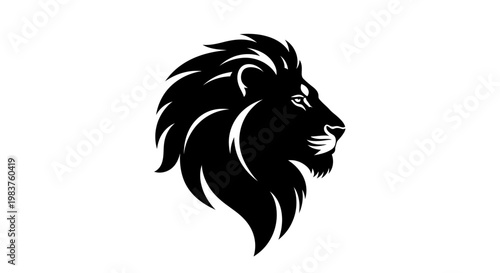 Majestic Black Lion Head Profile Silhouette Icon Majestic Wild Animal Symbol