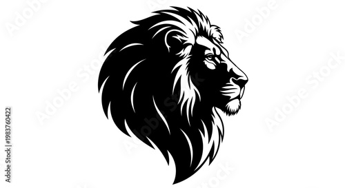 Majestic Lion Head Black Silhouette - Symbol of Strength and Power