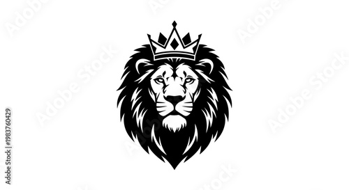 Majestic Lion Head with Crown Icon Symbolizing Power and Royalty