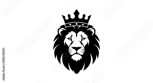 Majestic Lion Head with Crown Emblem Symbolizing Royalty and Strength