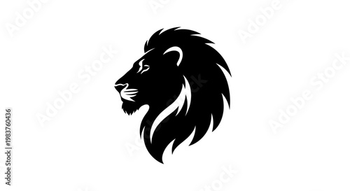 Majestic Black Lion Head Profile Silhouette Majestic Animal King Logo