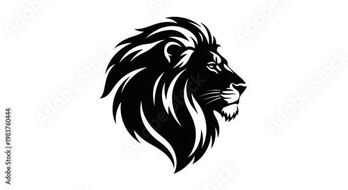 Majestic Black Lion Head Profile Silhouette Symbolizing Strength and Power