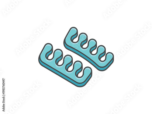 Two light blue, wavy toe separators are depicted, commonly used for pedicures to separate toes or for foot alignment.