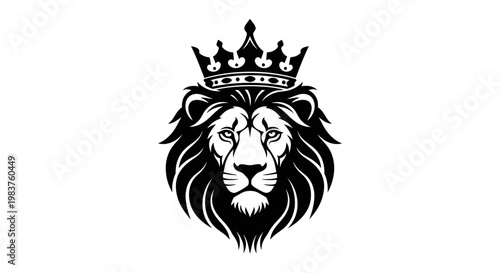 Majestic Lion Head with Crown Symbolizing Power, Royalty, and Leadership