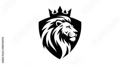 Majestic Lion Head Crest with Crown Symbolizing Royalty and Strength