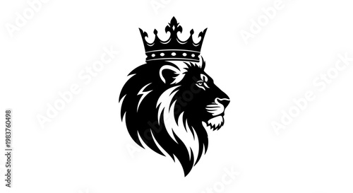 Majestic Lion Head with Crown Symbolizing Royalty, Strength, and Leadership
