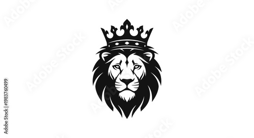 Majestic Lion Head with Crown Symbolizing Royalty and Strength