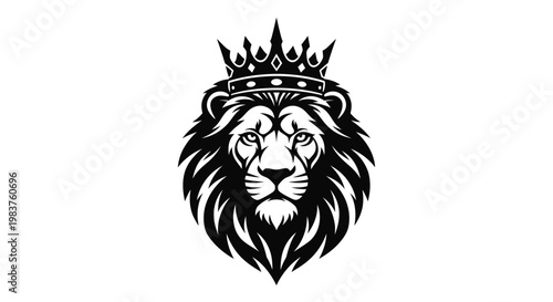 Majestic Lion King Emblem Crowned Regal Animal Power Symbol
