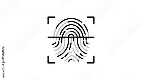 Biometric authentication animation showing a fingerprint scan for secure identification. Suitable for tech, security, and identity verification concepts.