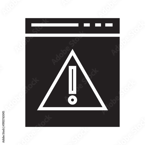 Outline icon of a browser window with warning symbol, representing system errors, alerts, notifications, security issues, and troubleshooting in software or web applications.