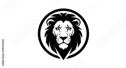 Powerful Black Lion Head Emblem Icon Symbolizing Strength and Courage