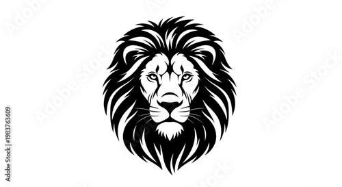 Powerful Black Lion Head Emblem Illustrating Majesty, Strength, and Nobility
