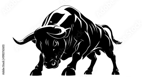 Powerful Black Bull Silhouette Symbolizing Strength, Power, and Business Dominance