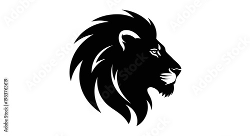 Powerful Black Lion Head Icon: Majestic Animal Symbolizing Strength and Royalty