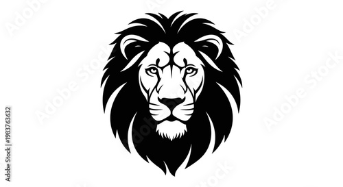 Powerful Black Lion Head Graphic with Majestic Mane Representing Strength and Royalty