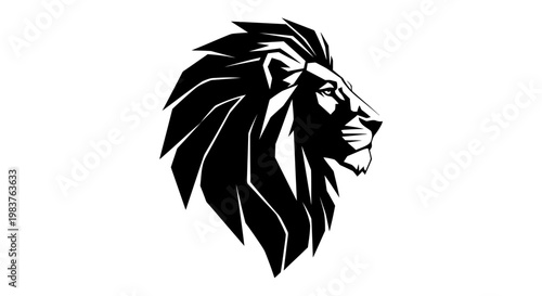 Powerful Black Lion Head Silhouette Symbolizing Strength and Majesty