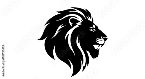 Powerful Black Lion Head Silhouette Symbolizing Strength and Royalty