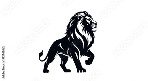 Powerful Black Lion Silhouette Illustration Majestic King of the Jungle
