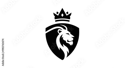 Powerful Lion Crest Emblem with Crown Logo Design for Royalty and Strength