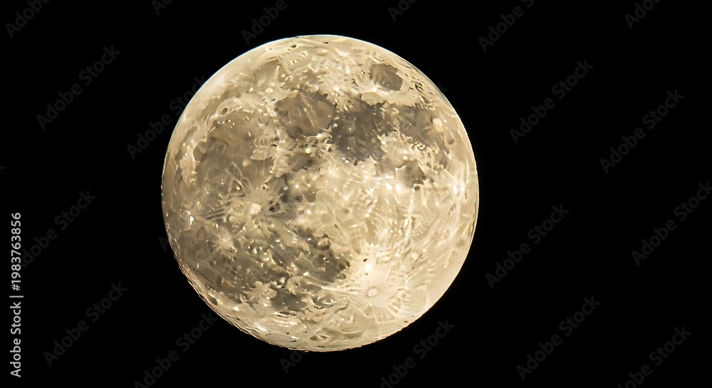 Naklejka premium Detailed Full Moon in Space - A Celestial Body.