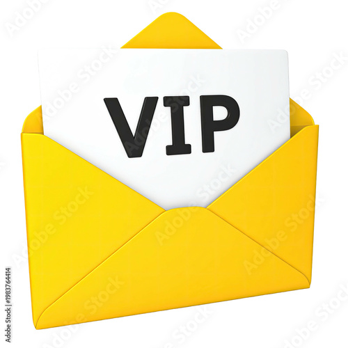 Yellow envelope with a VIP invitation featuring bold black text presented against a clean black backdrop in a modern style