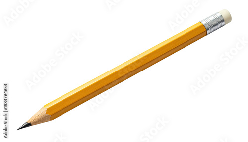 Yellow pencil with white eraser on black background offering sharp focus and clear design for writing and educational purposes
