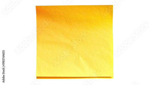 Yellow paper sheet isolated on black background; folded paper texture with bright warm color for message board in studio shot