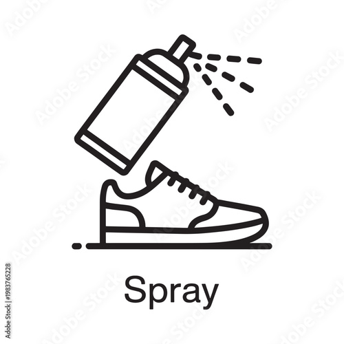A spray paint can applying paint to a sneaker line art style