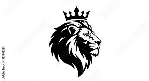 Regal Lion Head Wearing a Crown Icon Symbolizing Royalty and Power