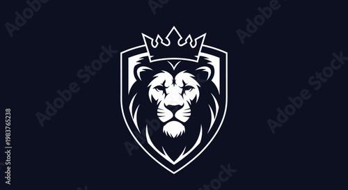 Regal Lion Head with Crown Emblem Design Represents Strength and Leadership