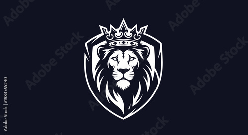 Regal Lion Head with Crown Emblem Represents Strength, Royalty, and Leadership