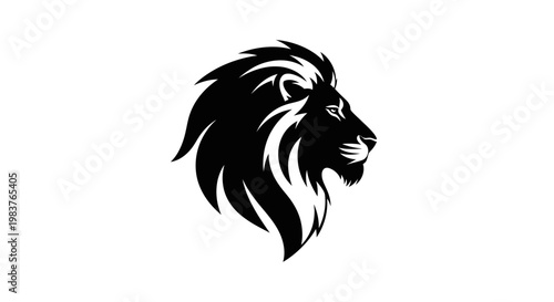 Stylized Black Lion Head Silhouette Logo With Majestic Mane And Fierce Expression