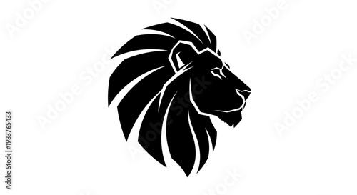 Stylized Black Lion Head Silhouette Icon Symbolizing Power and Royalty