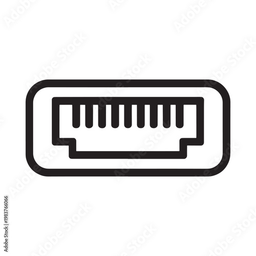 A black and white illustration of a micro usb connector