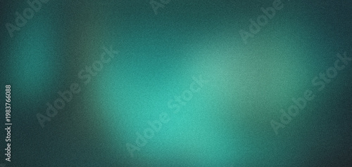 Fotografie Teal abstract background with grainy texture and soft bokeh light, dark turquois