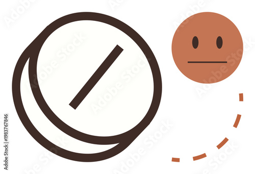 Health, medication, mental well-being, pharmaceutical impact, emotions, healthcare support. A pill symbol and neutral face icon. Health and medication impact conceptual ion