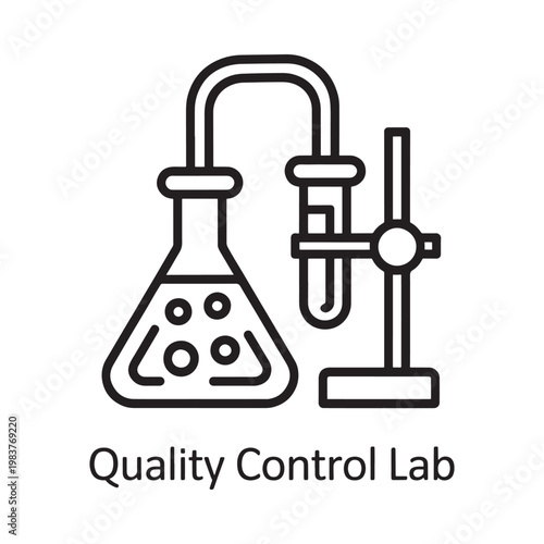 Line art illustration of laboratory glassware and a retort stand